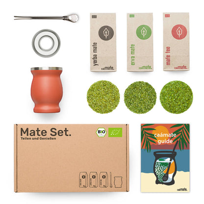 Mate Tee Set Edelstahl Matebecher rot Balance Einsatz caámate