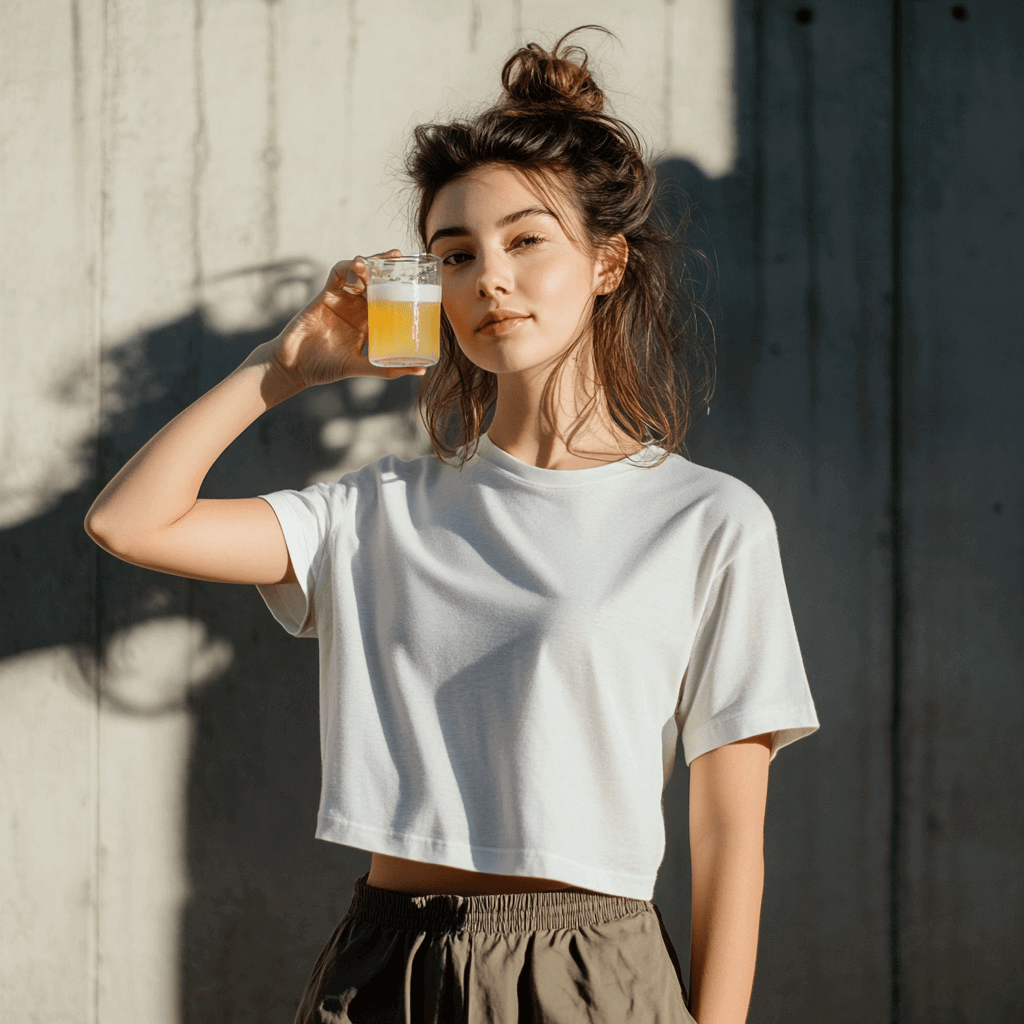 Mate Sirup Frau hält Glas