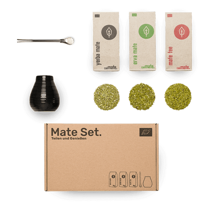 Mate Set Keramik schwarz – Matebecher mit Bombilla
